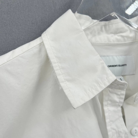 CURRENT/ELLIOTT Shirt Womens Small 1 White Long Sleeve Button Up Convertible - Picture 15 of 16